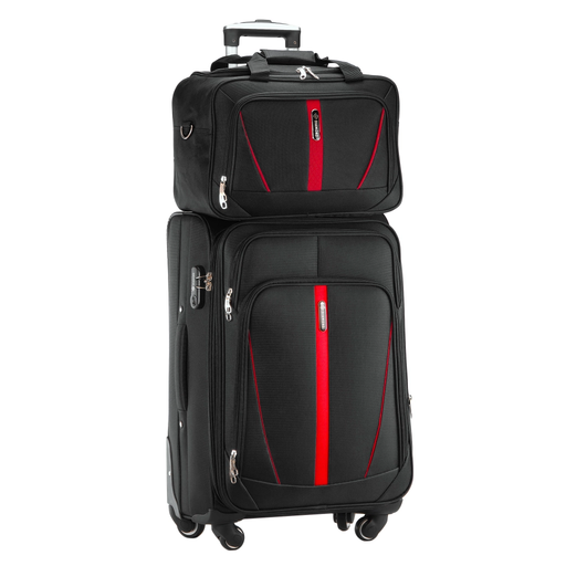 Schwarzer Mittelgroẞer Weichschalenkoffer mit Reisetasche