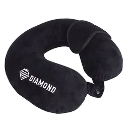 Schwarzes Nacken-Reisekissen aus Memory-Schaum mit Schlafmaske